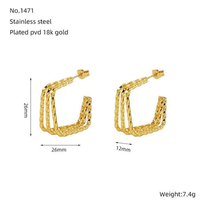 1 Pair Minimalist Classic Style Solid Color 304 Stainless Steel 18K Gold Plated Earrings Ear Studs