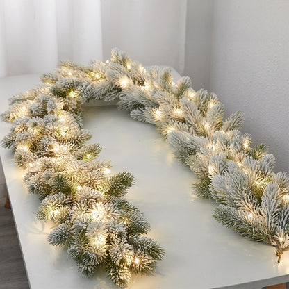 Christmas Pe Encrypted White Flocked Ribbon Decoration Christmas Vine Hotel Mall Window Storefront Scene Arrangement Hanging