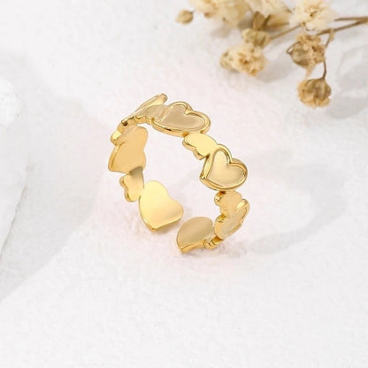 2 Pieces 304 Stainless Steel 18K Gold Plated Beach Minimalist Plating Cross Simple Lines Rings