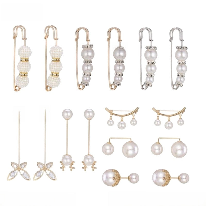 Pants Tight Pants Skirt Waist Artifact Tight Waist Pin Anti-running Light Brooch High-end Corsage Pin Jewelry Pearl Brooch Buckle