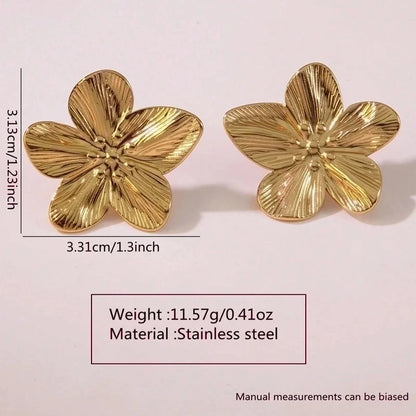 1 Pair Elegant French Style Sweet Geometric Flower 304 Stainless Steel Imitation Gold Ear Studs