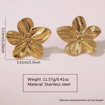 1 Pair Elegant French Style Sweet Geometric Flower 304 Stainless Steel Imitation Gold Ear Studs