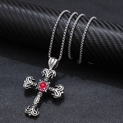 Hip-Hop Punk Cross Tree Skull Stainless Steel Alloy Plating Pendant Necklace
