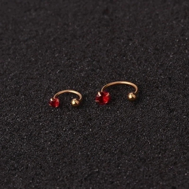 Piercing Zircon C-type Nose Nail Stainless Steel Screw Earrings