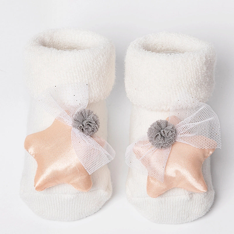 New Newborn Baby Socks Autumn And Winter A Cotton Red Terry Fleece-lined Thickened Non-slip Baby Christmas Floor Socks 1