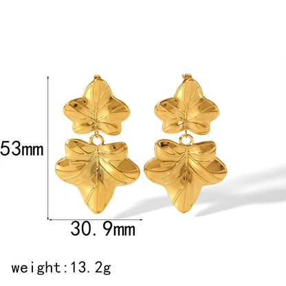 1 Pair Elegant Retro Flower Petal 304 Stainless Steel Drop Earrings