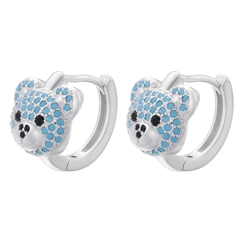 2 Pieces Elegant Shiny Bear Plating Inlay Copper Zircon 18k Gold Plated Earrings