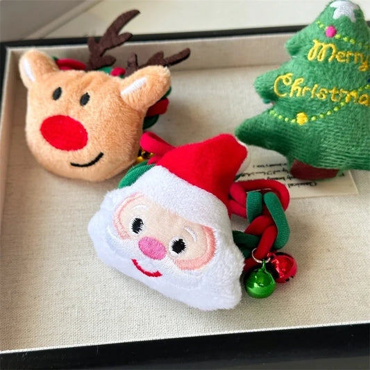 Christmas Cute Women's Christmas Tree Santa Claus Elk Flannel Hair Tie