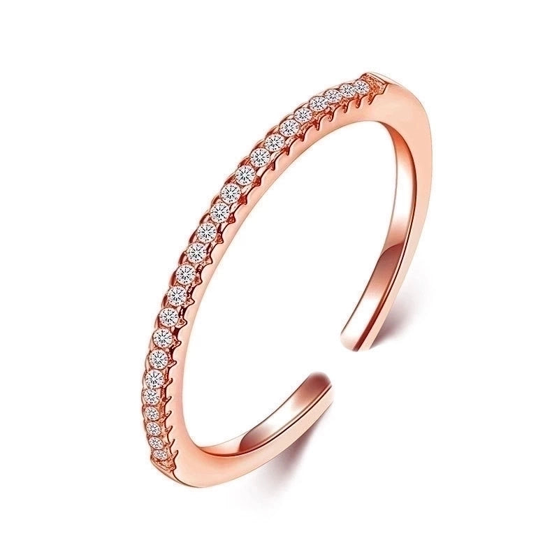 Minimalist Solid Color Copper Plating Inlay Artificial Diamond Rings 1 Piece