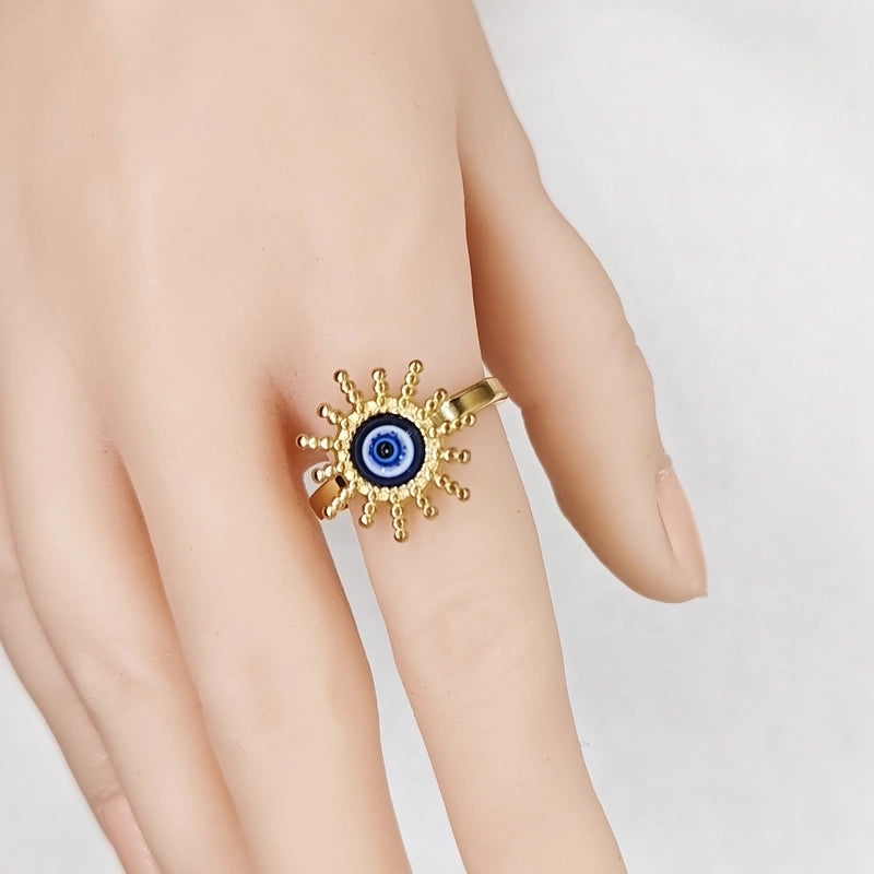 3 Pieces Classic Style Devil\'s Eye Stainless Steel Plating Gold Plated Open Rings