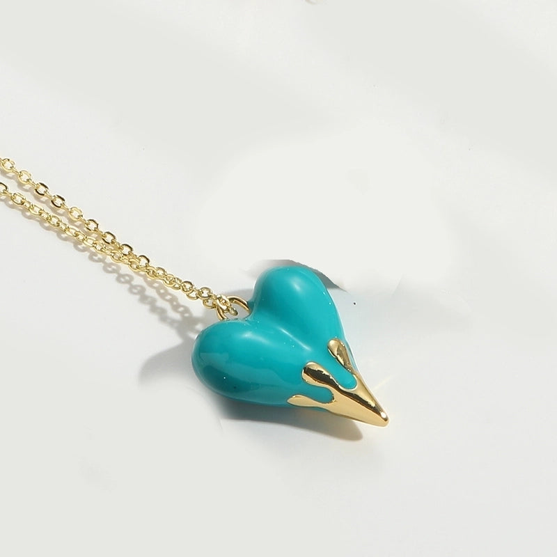 Copper 14K Gold Plated Heart Shape Pendant Necklace