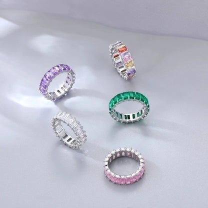 Fashion Round 304 Stainless Steel Zircon White Gold Plated Gold Plated Plating Rings