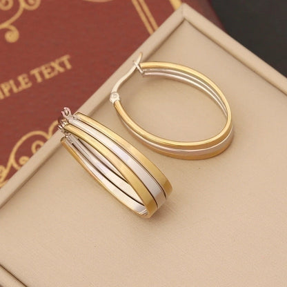 1 Pair Modern Style Round Plating Stainless Steel 18K Gold Plated Earrings