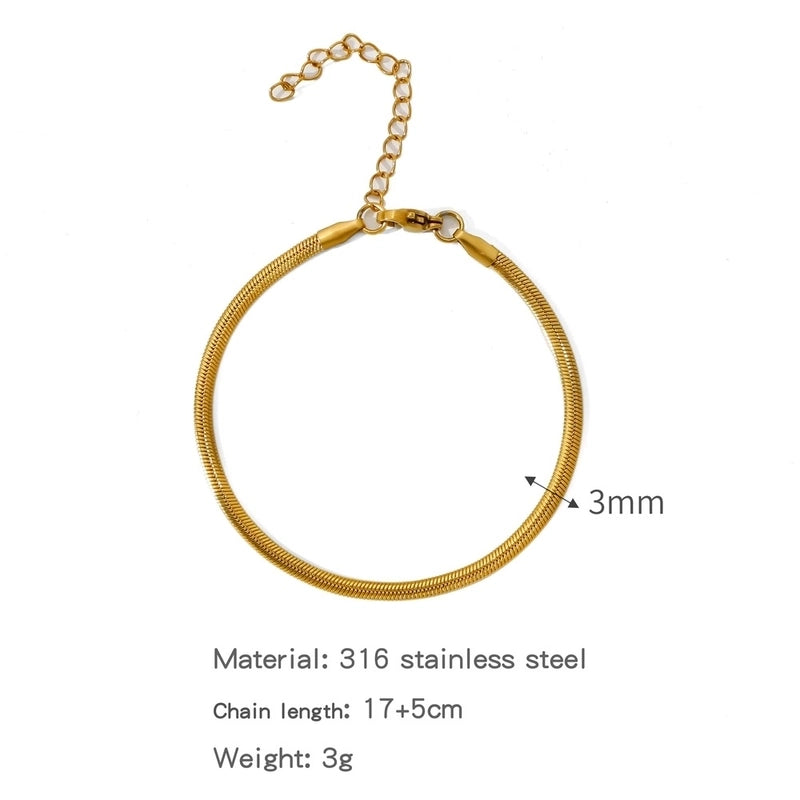 Minimalist Classic Style Geometric 304 Stainless Steel Cable Chain Snake Chain Bracelets In Bulk