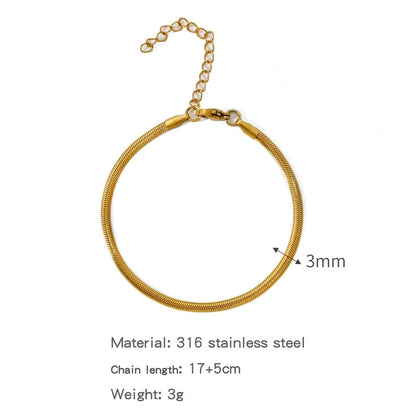 Minimalist Classic Style Geometric 304 Stainless Steel Cable Chain Snake Chain Bracelets In Bulk