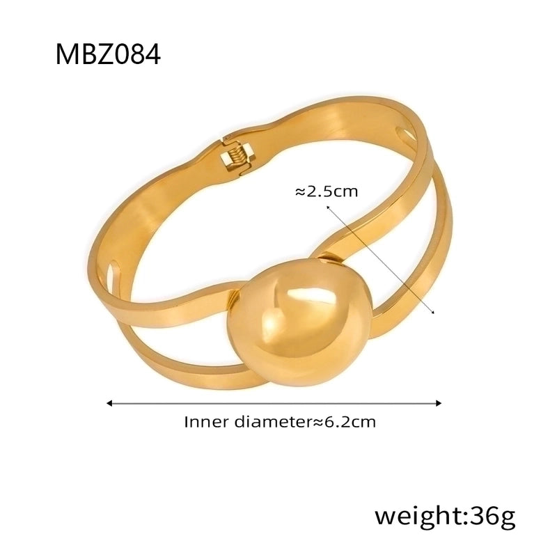 Casual Minimalist Round Titanium Steel 18K Gold Plated Bangle In Bulk