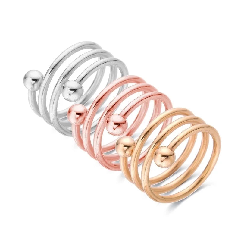 IG Style Round 304 Stainless Steel 18K Gold Plated Layered Plating Rings