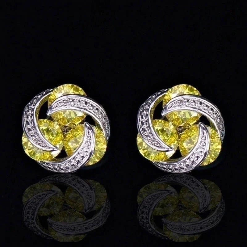 Fashion Colorful Zircon Contrast Color Copper Earrings