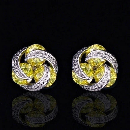 Fashion Colorful Zircon Contrast Color Copper Earrings