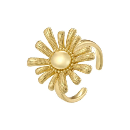 Copper 18K Gold Plated Pearl Plating Inlay Petal Artificial Pearls Zircon Open Rings