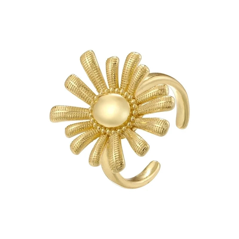 Copper 18K Gold Plated Pearl Plating Inlay Petal Artificial Pearls Zircon Open Rings