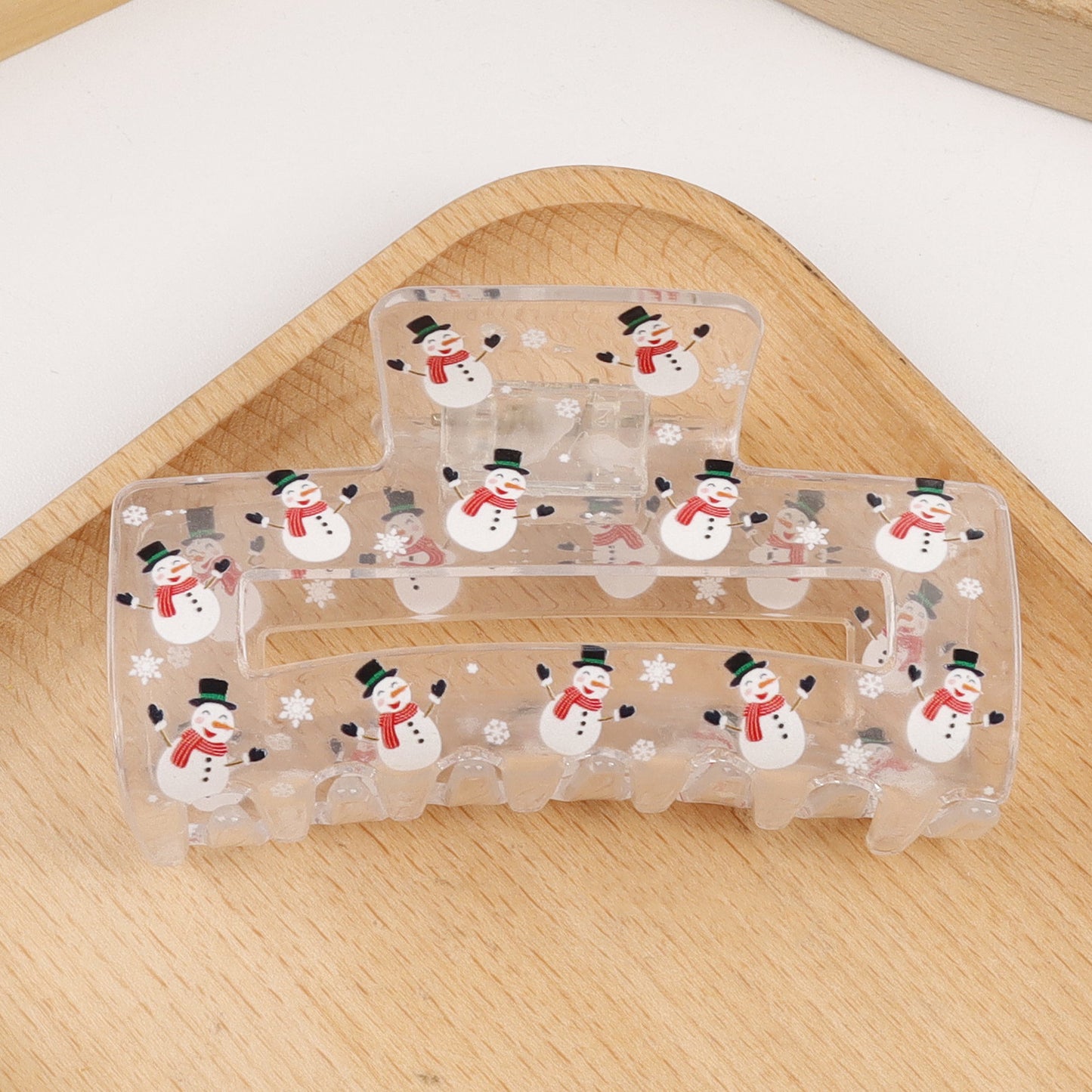 2 Pieces Christmas Transparent Claw Clip Gingerbread Man Christmas Tree Pattern Hair Clip Atmosphere Shark Clip Hair Accessory