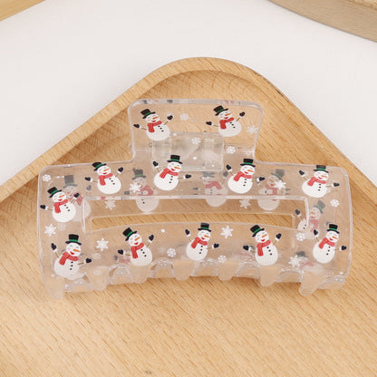 2 Pieces Christmas Transparent Claw Clip Gingerbread Man Christmas Tree Pattern Hair Clip Atmosphere Shark Clip Hair Accessory