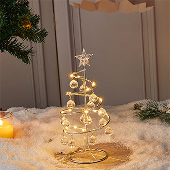 Christmas Electroplated Iron Tree Led Lighted Crystal Christmas Tree Desktop Decoration Christmas Eve Party Supplies