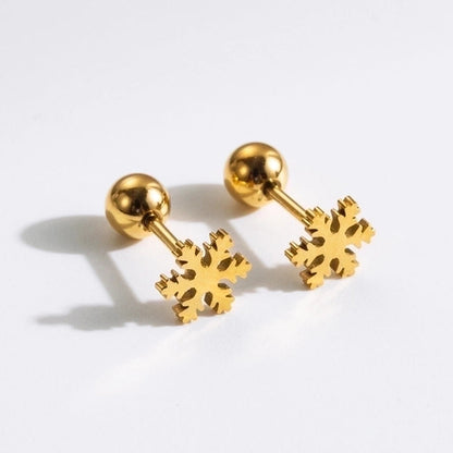 1 Pair Commute Rabbit Heart Shape Crown 304 Stainless Steel 18K Gold Plated Ear Studs