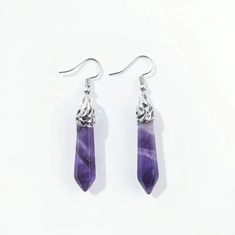 Ethnic Style Water Droplets Stone Drop Earrings 1 Pair