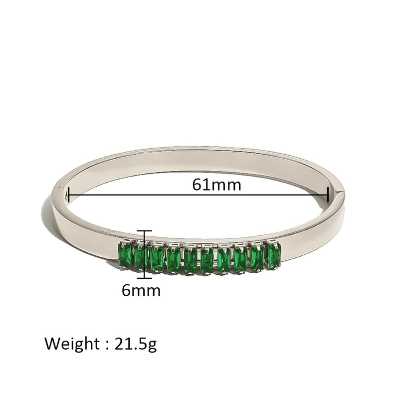 Minimalist Shiny Solid Color 316L Stainless Steel 18K Gold Plated Zircon Bangle In Bulk