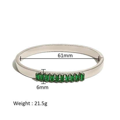Minimalist Shiny Solid Color 316L Stainless Steel 18K Gold Plated Zircon Bangle In Bulk