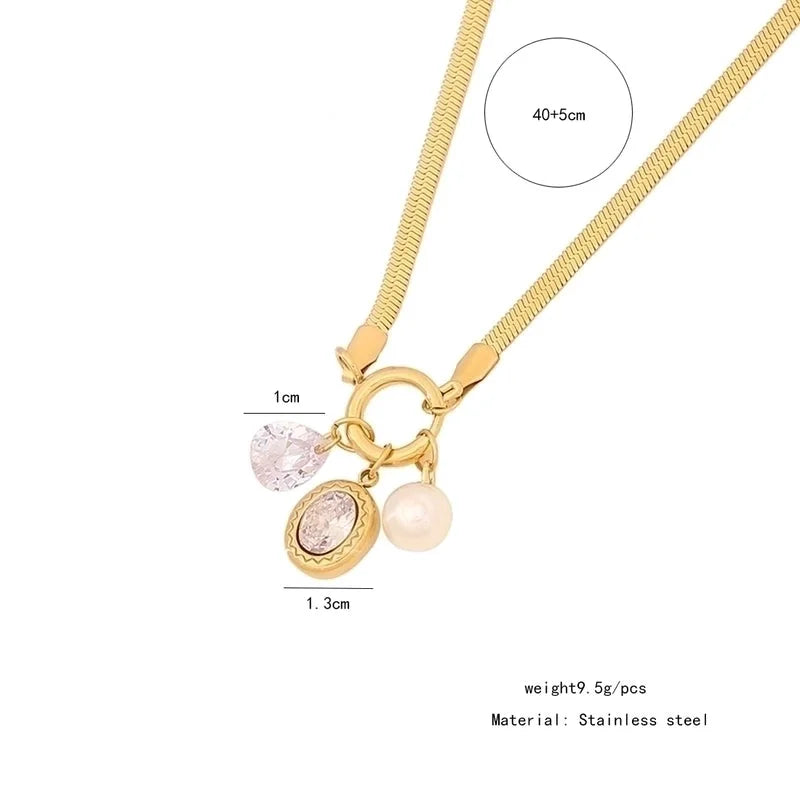 Elegant Lady Heart Shape Butterfly 304 Stainless Steel 18K Gold Plated Stainless Steel Necklaces