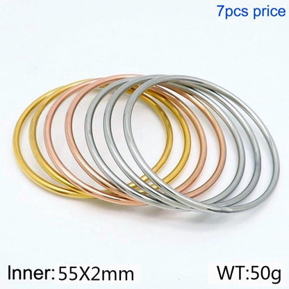 304 Stainless Steel 18K Gold Plated Minimalist Round Solid Color Bangle