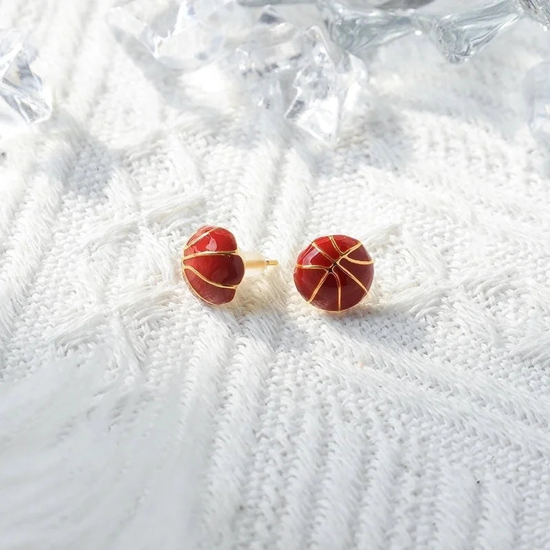 1 Pair Sports Cool Style Basketball Football Enamel Plating 304 Stainless Steel 14K Gold Plated Ear Studs