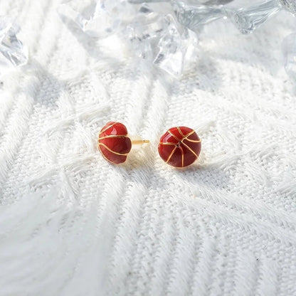 1 Pair Sports Cool Style Basketball Football Enamel Plating 304 Stainless Steel 14K Gold Plated Ear Studs