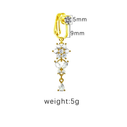 1 Piece Belly Rings Sexy Heart Shape Butterfly Planet 316L Stainless Steel Alloy Plating Inlay Acrylic Rhinestones Glass White Gold Plated Gold Plated