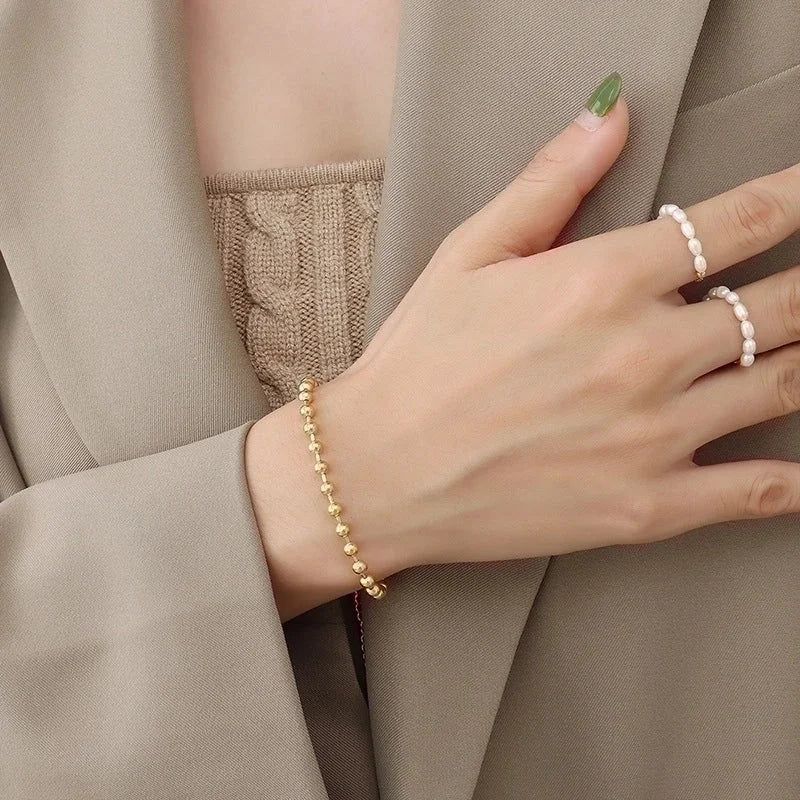 Fashion Geometric 304 Stainless Steel 18K Gold Plated No Inlaid Bracelets In Bulk