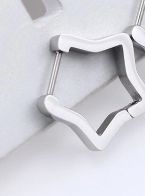 1 Piece Minimalist Solid Color Plating Stainless Steel Silver Plated Earrings