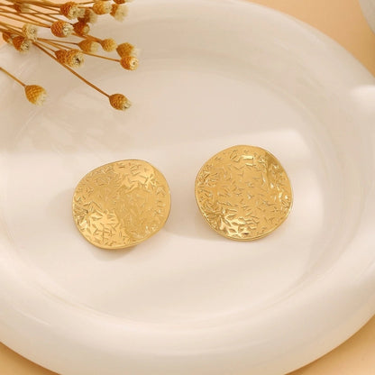 1 Pair Casual Minimalist Streetwear Waves Heart Shape Flower Plating 304 Stainless Steel Ear Studs