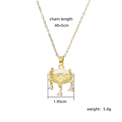 Copper 18K Gold Plated Plating Inlay Double Ring Letter Zircon Necklace