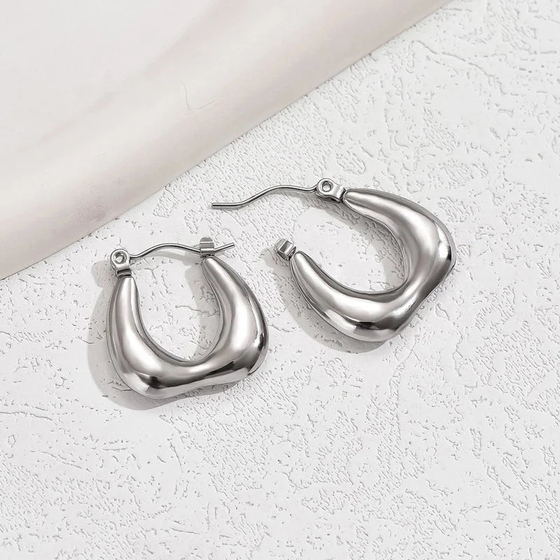 1 Pair Basic Vintage Style U Shape Plating 201 Stainless Steel 18K Gold Plated Hoop Earrings