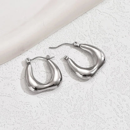 1 Pair Basic Vintage Style U Shape Plating 201 Stainless Steel 18K Gold Plated Hoop Earrings