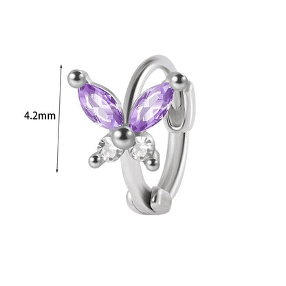 1 Piece Elegant Flower Butterfly Inlay Copper Rhinestones Zircon Earrings