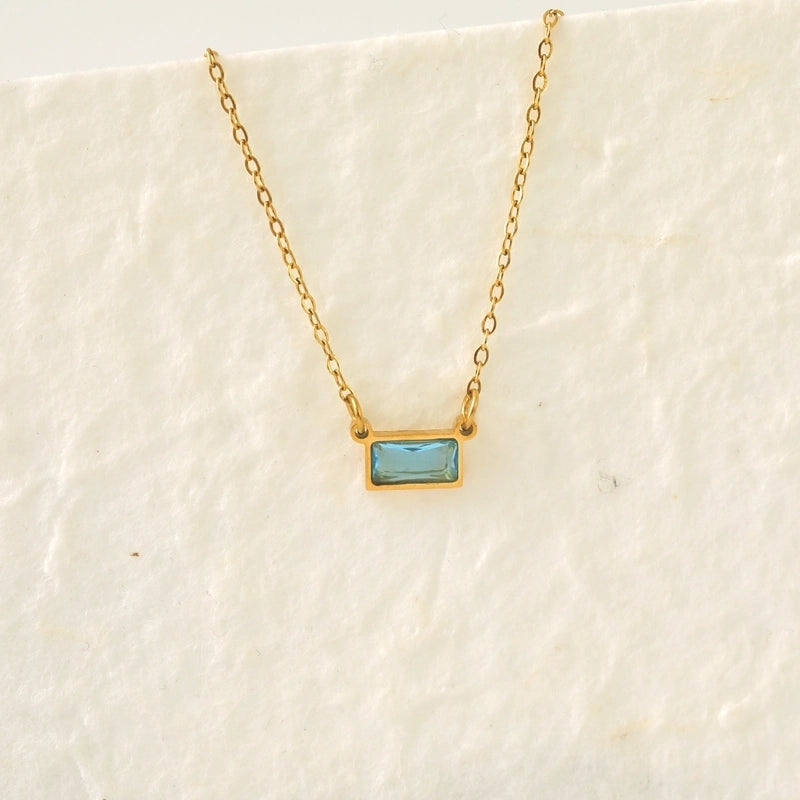 IG Style Modern Style Classic Style Rectangle 304 Stainless Steel Zircon 18K Gold Plated Inlay Pendant Necklace