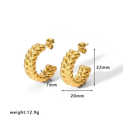 1 Pair Minimalist U Shape Plating Stainless Steel Artificial Pearls Rhinestones 18K Gold Plated Earrings