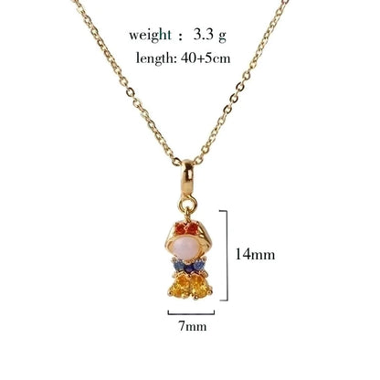 Princess Cute Human Copper Gem Crystal Zircon Pendant Necklace Necklace Pendant In Bulk