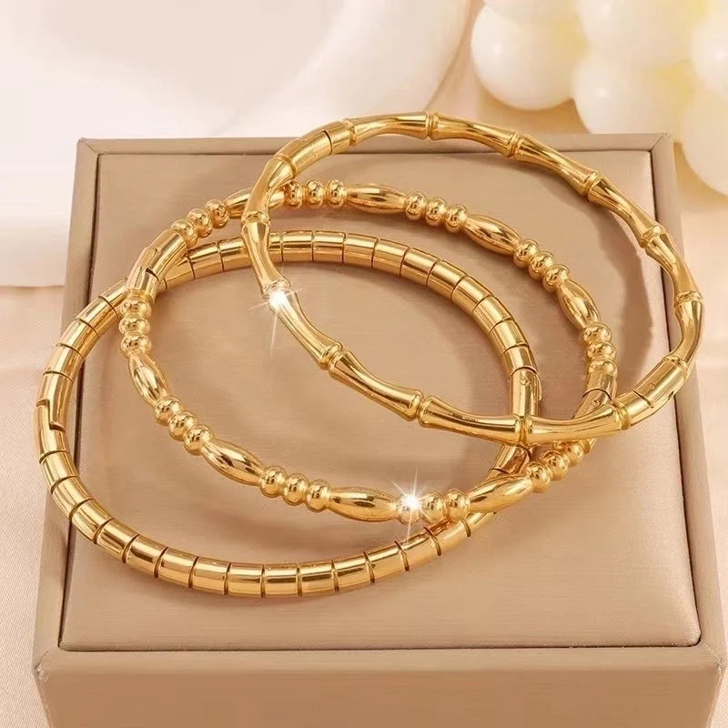 Minimalist Classic Style Geometric 304 Stainless Steel Silver Plated Bangle In Bulk