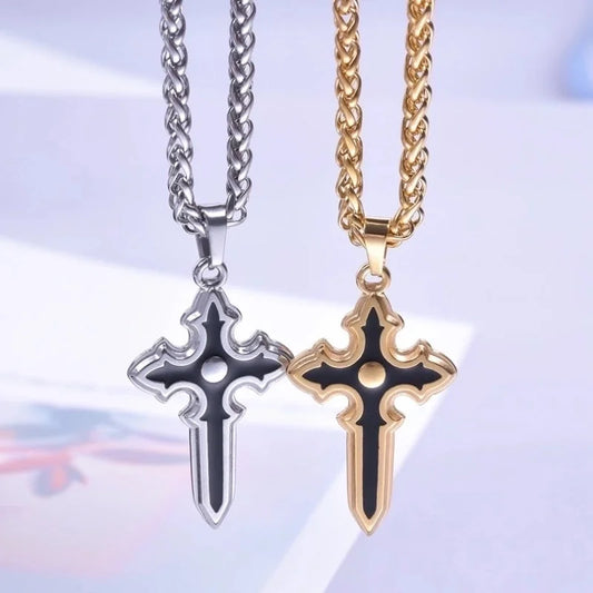 304 Stainless Steel 18K Gold Plated Basic Modern Style Classic Style Enamel Plating Cross Pendant Necklace
