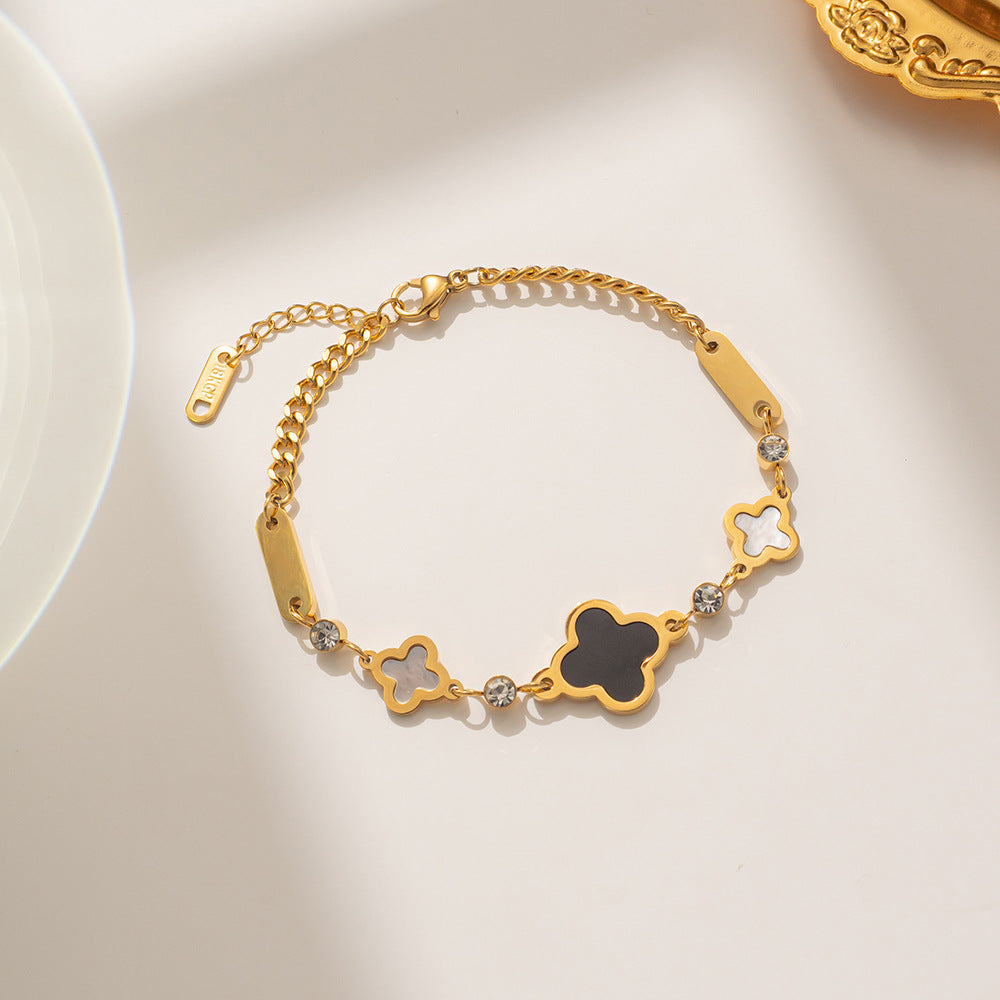 Women Petal Geometric Titanium Steel 18K Gold Plated Bracelets